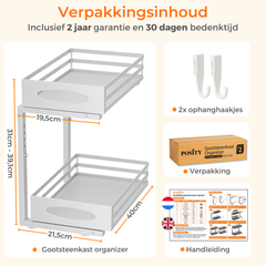 Uittrekbare gootsteenkast-organizer