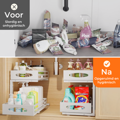 Uittrekbare gootsteenkast-organizer