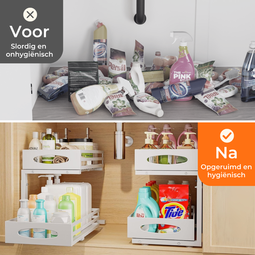 Uittrekbare gootsteenkast-organizer