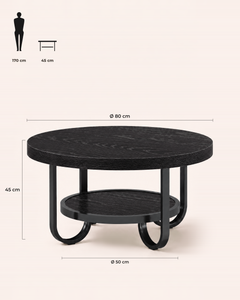 POSITY Zwart, Albano salontafel, maatvoering