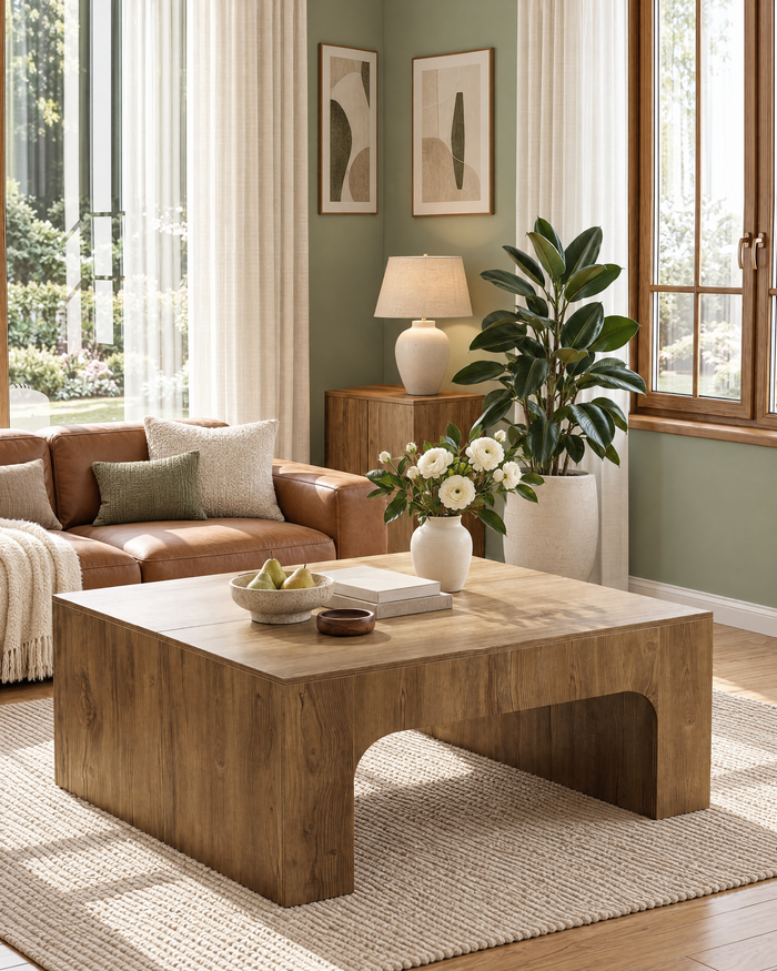 POSITY Warm bruin, Arezzo salontafel, sfeerbeeld in de woonkamer