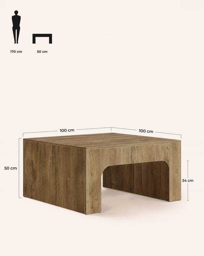 POSITY Warm bruin, Arezzo salontafel, maatvoering