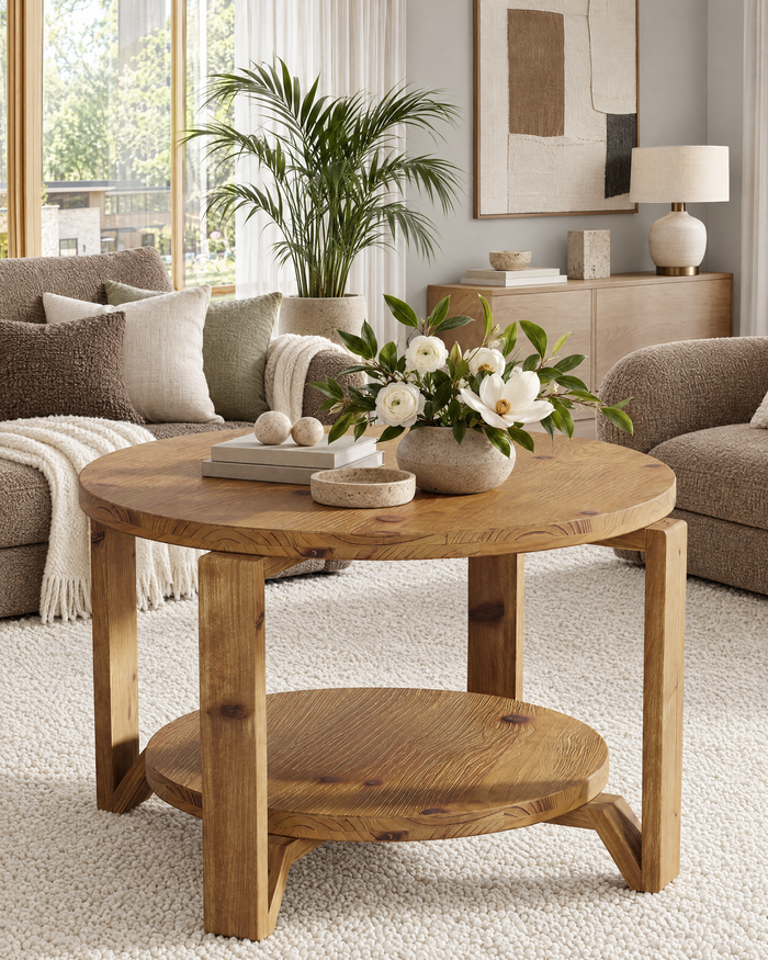 POSITY Warm bruin, Assisi salontafel, sfeerbeeld in de woonkamer