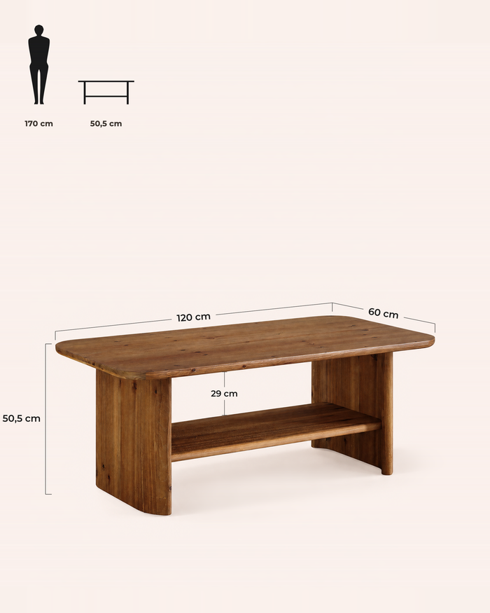 POSITY Donkerbruin, Bolsena salontafel, maatvoering