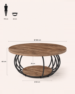 POSITY Rustiek bruin, Brenta salontafel, maatvoering
