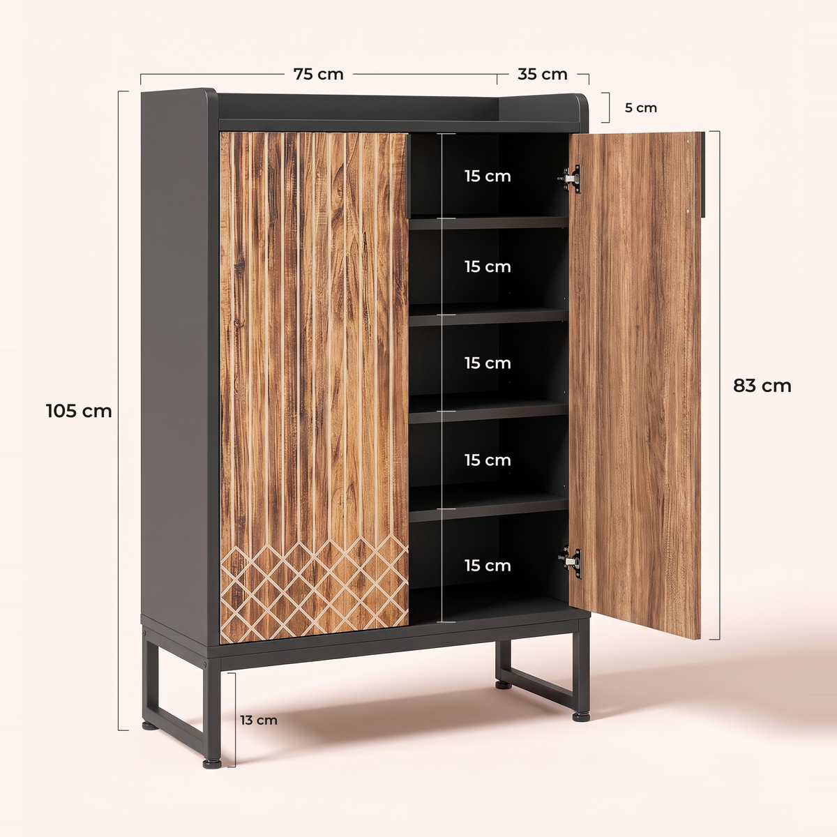 Maatvoering Carrara schoenenkast
