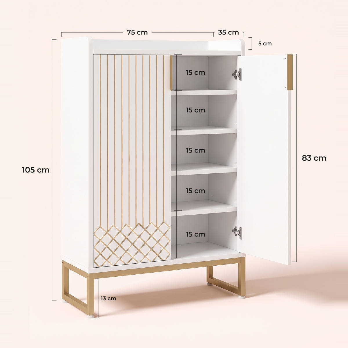 Maatvoering Carrara schoenenkast