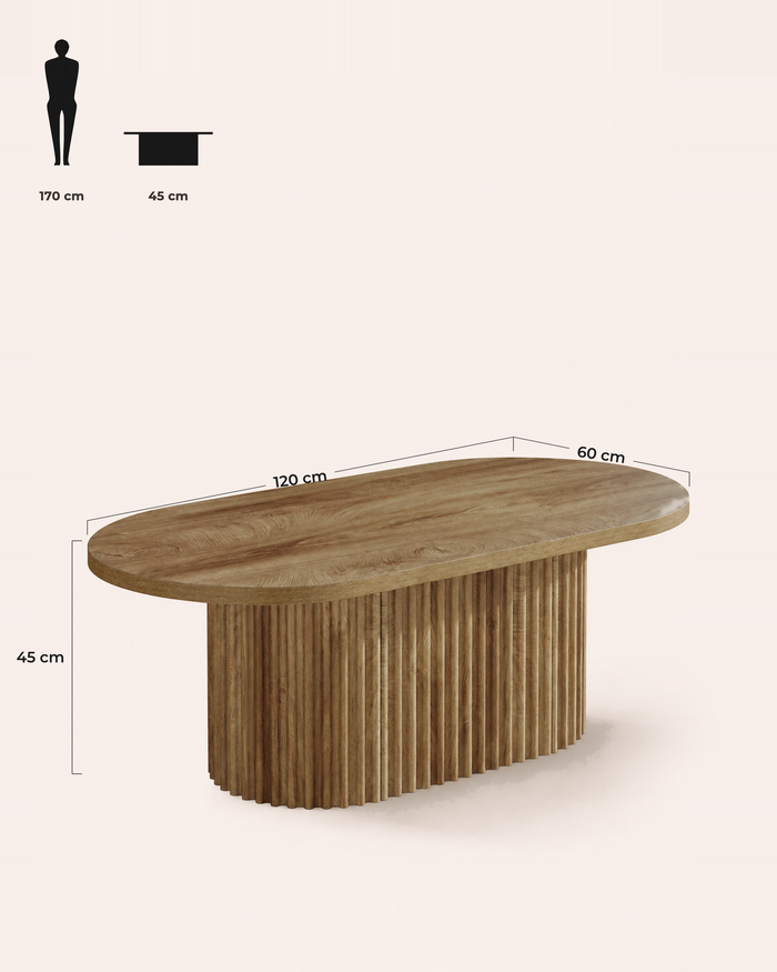 POSITY Warm bruin, Cecina salontafel, maatvoering