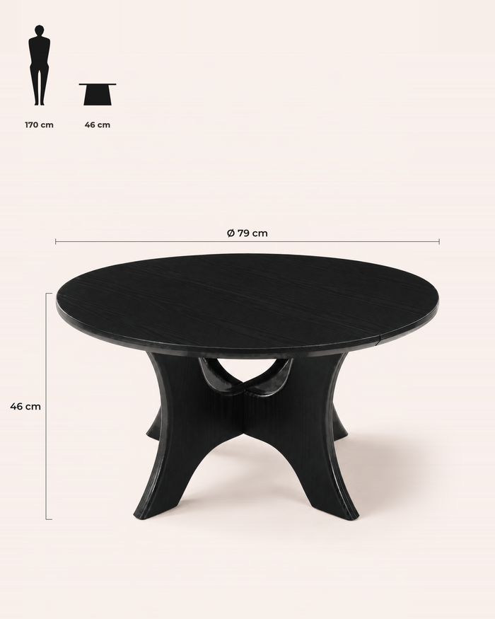 POSITY Zwart, Cervia salontafel, maatvoering