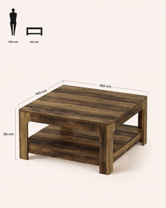 POSITY Rustiek bruin, Crati salontafel, maatvoering