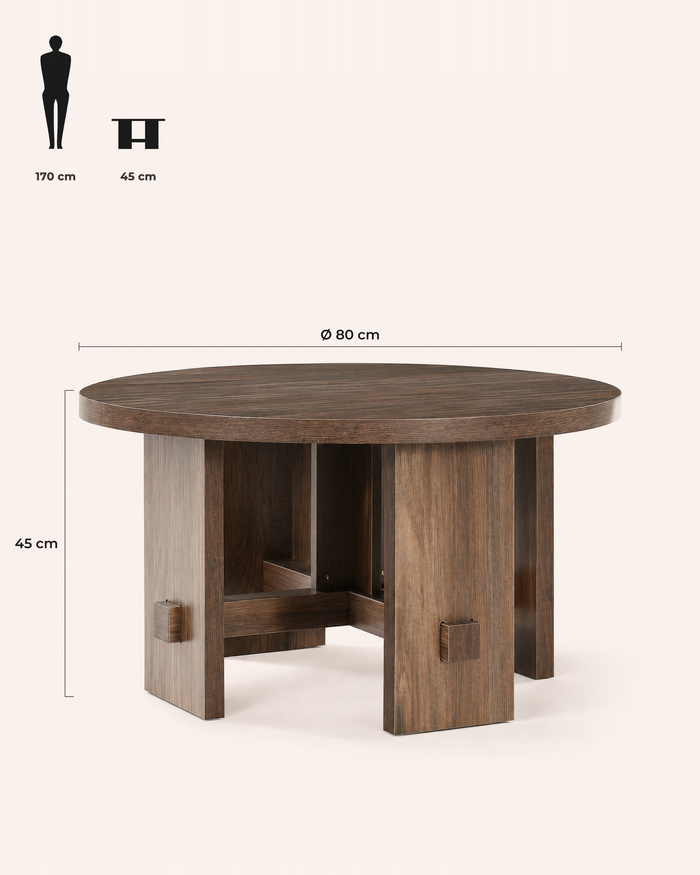 POSITY Donkerbruin, Fondi salontafel, maatvoering
