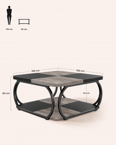 POSITY Grijs, Garda salontafel, maatvoering