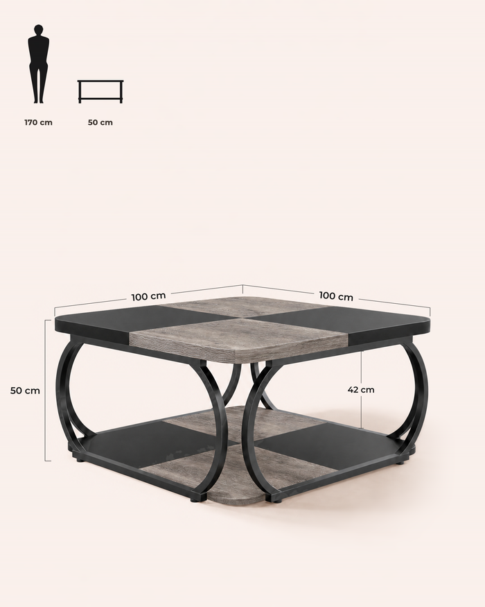 POSITY Grijs, Garda salontafel, maatvoering