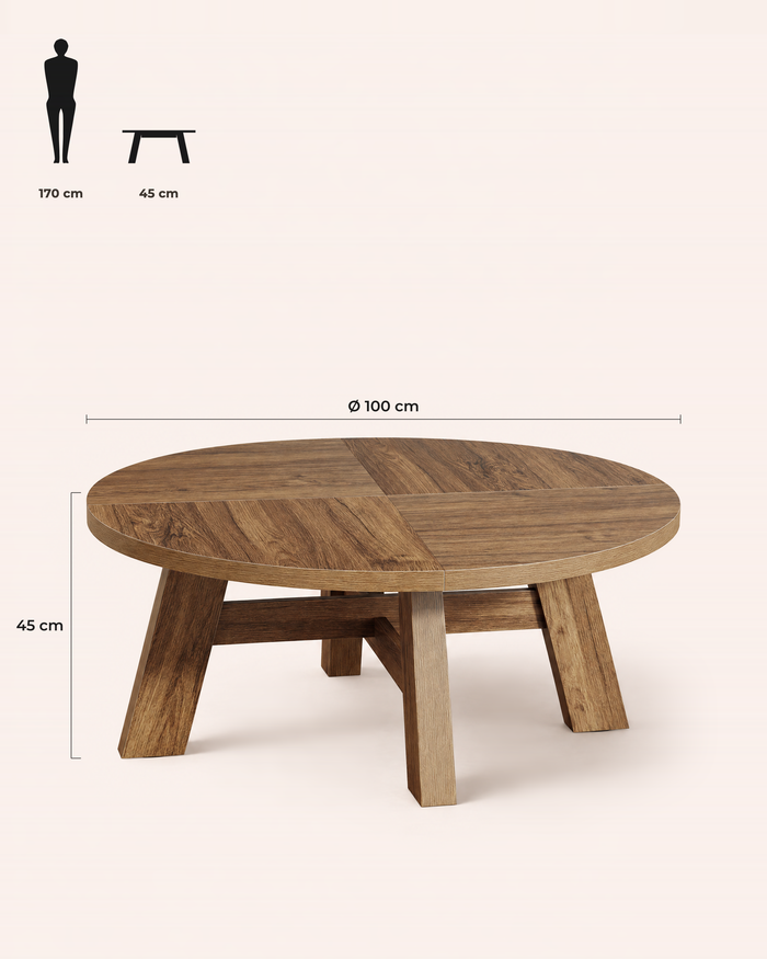 POSITY Warm bruin, Gubbio salontafel, maatvoering