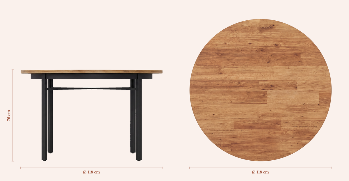 Maatvoering Lucca ronde eettafel