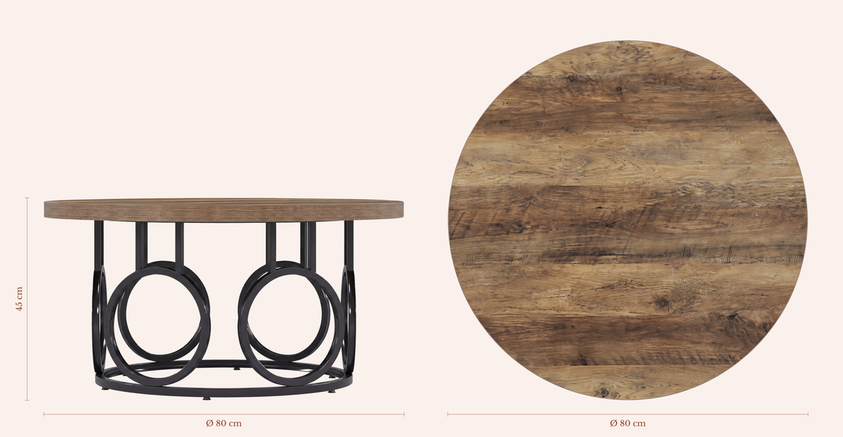 Maatvoering Lario ronde salontafel