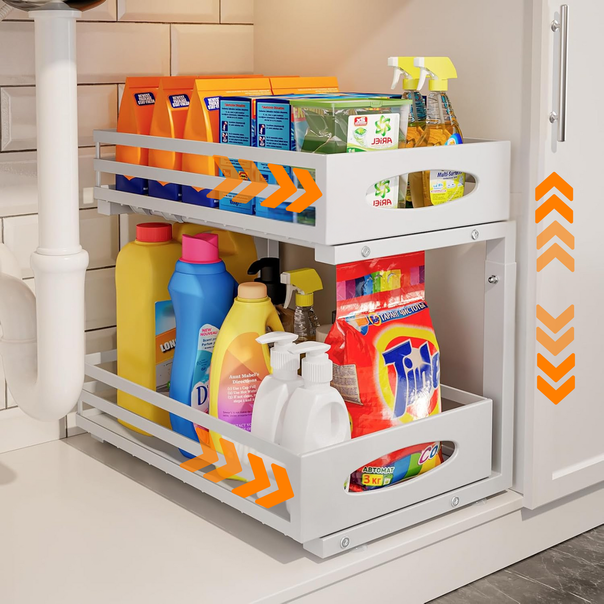 Uittrekbare gootsteenkast-organizer