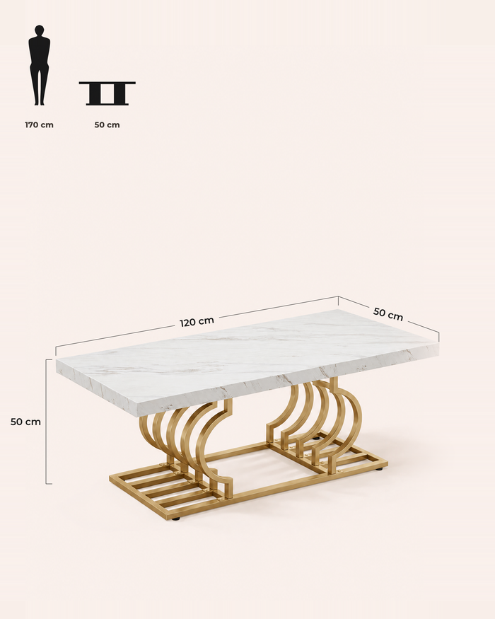 POSITY Wit met gouden accenten, Lamone salontafel, maatvoering