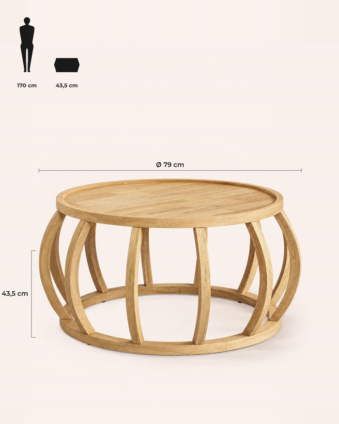 POSITY Lichtbruin, Liri salontafel, maatvoering
