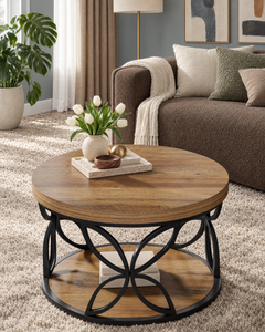 POSITY Warm bruin, Mincio salontafel, sfeerbeeld in de woonkamer