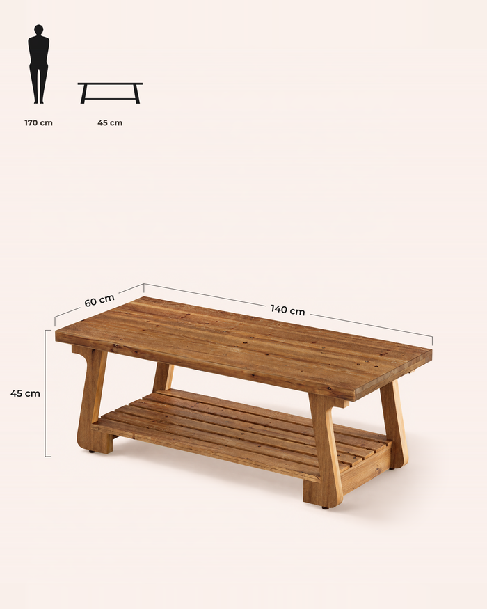 POSITY Warm bruin, Monza salontafel, maatvoering