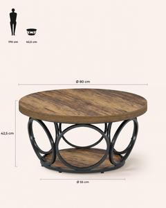 POSITY Rustiek bruin, Nemi salontafel, maatvoering