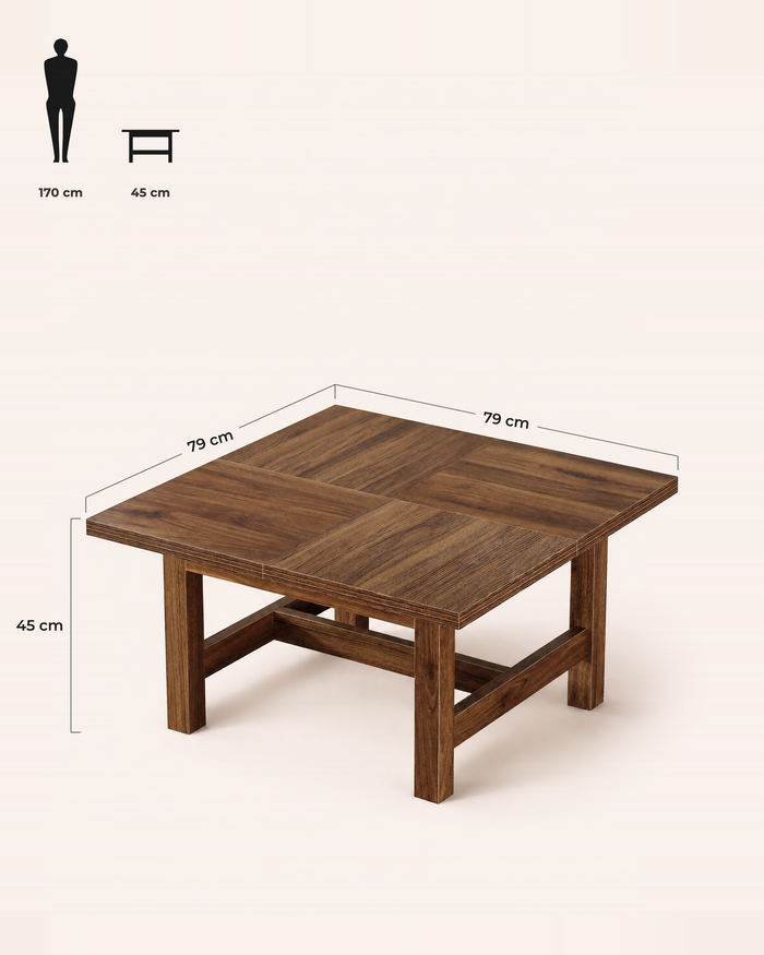 POSITY Rustiek bruin, Noli salontafel, maatvoering