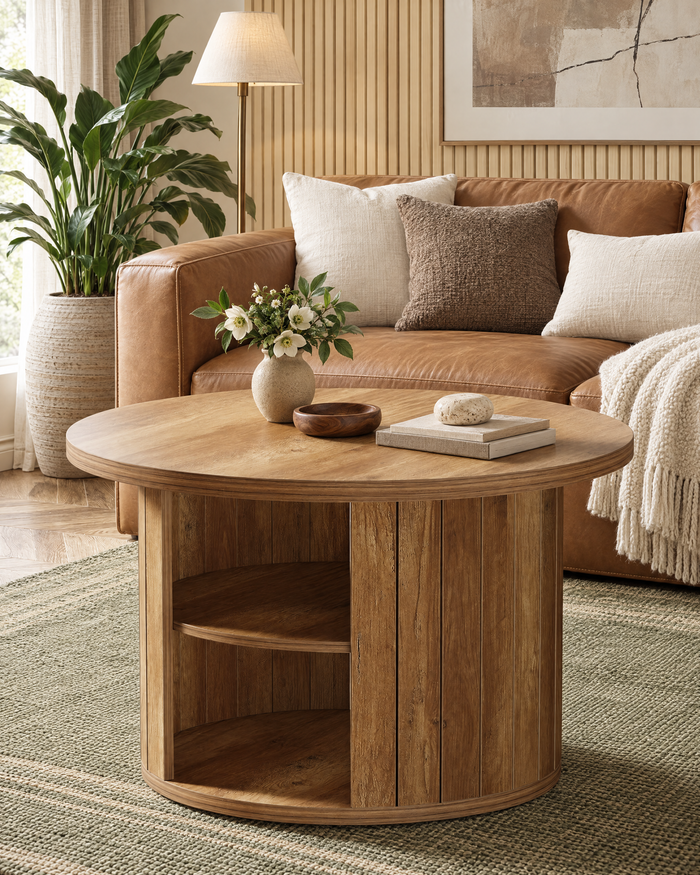 POSITY Warm bruin, Noto salontafel, sfeerbeeld in de woonkamer