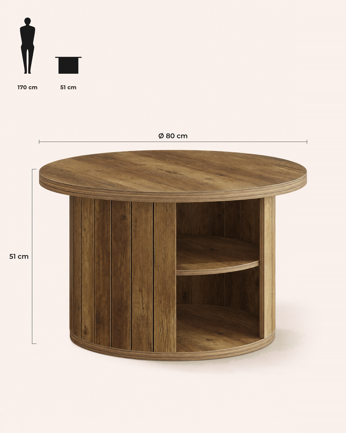 POSITY Warm bruin, Noto salontafel, maatvoering