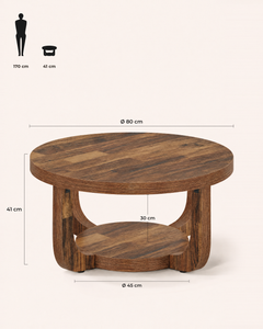 POSITY Rustiek bruin, Panaro salontafel, maatvoering