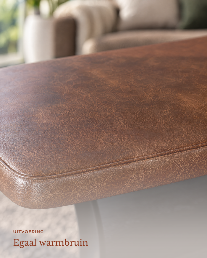 POSITY Cognac met zwarte accenten, Pesaro salontafel, detail van het blad