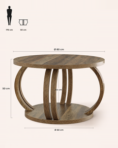 POSITY Rustiek bruin, Ponza salontafel, maatvoering