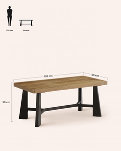POSITY Lichtbruin met zwarte accenten, Procida salontafel, maatvoering