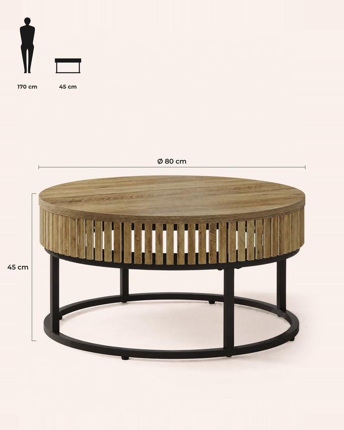 POSITY Lichtbruin, Savio salontafel, maatvoering
