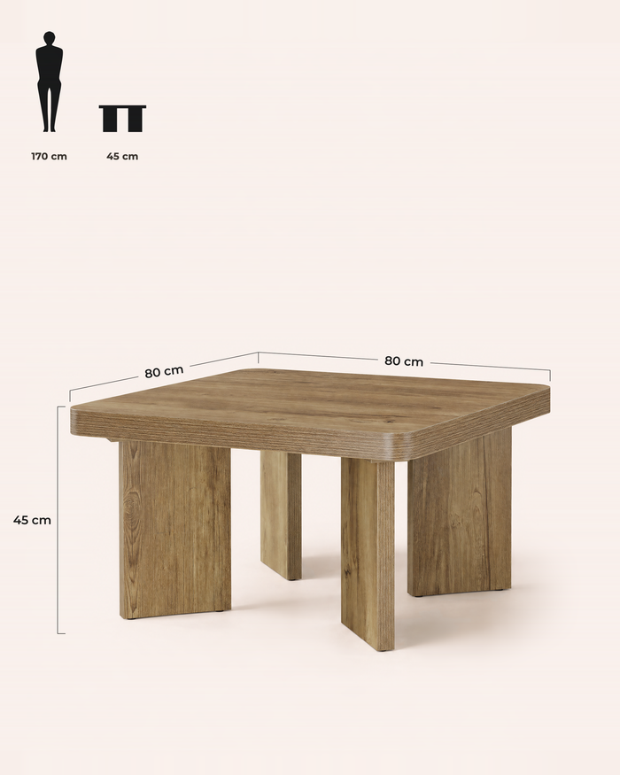 POSITY Warm bruin, Sele salontafel, maatvoering