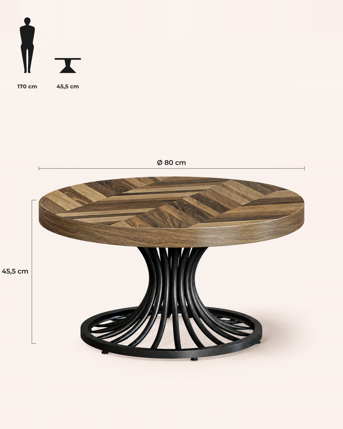 POSITY Rustiek bruin, Siena salontafel, maatvoering