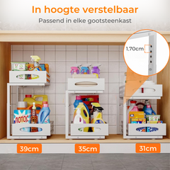 Uittrekbare gootsteenkast-organizer