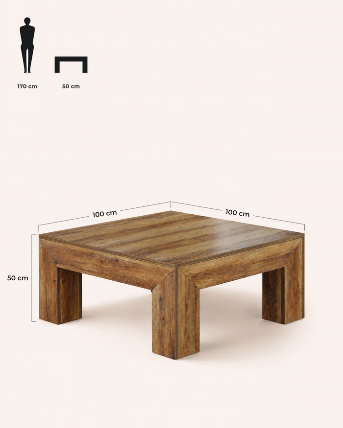 POSITY Warm bruin, Spello salontafel, maatvoering