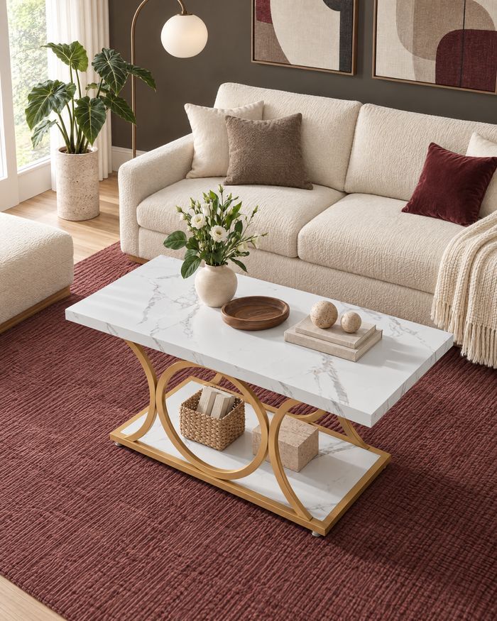POSITY Wit marmer met gouden accenten, Tanaro salontafel, tweede sfeerbeeld