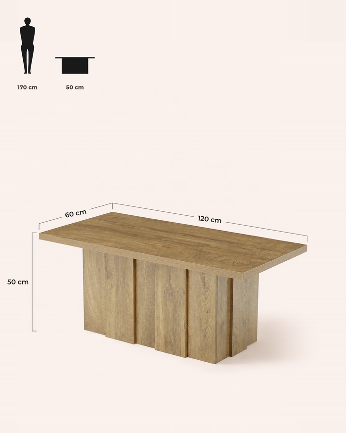 POSITY Warm bruin, Tirso salontafel, maatvoering