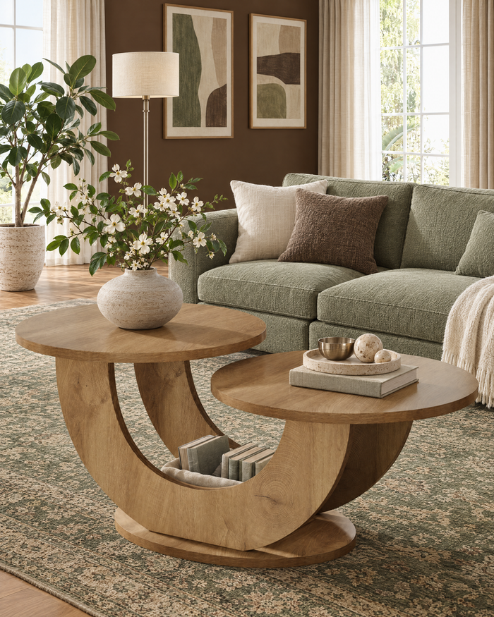 POSITY Warm bruin, Todi salontafel, sfeerbeeld in de woonkamer
