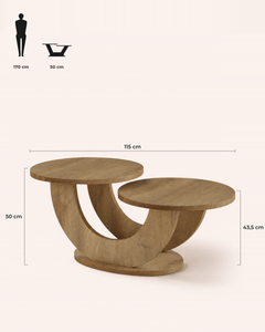 POSITY Warm bruin, Todi salontafel, maatvoering
