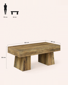POSITY Rustiek bruin, Trani salontafel, maatvoering