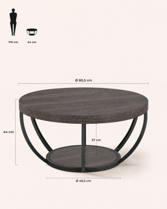 POSITY Donkergrijs met zwarte accenten, Varese salontafel, maatvoering