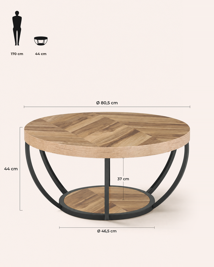 POSITY Lichtbruin, Varese salontafel, maatvoering