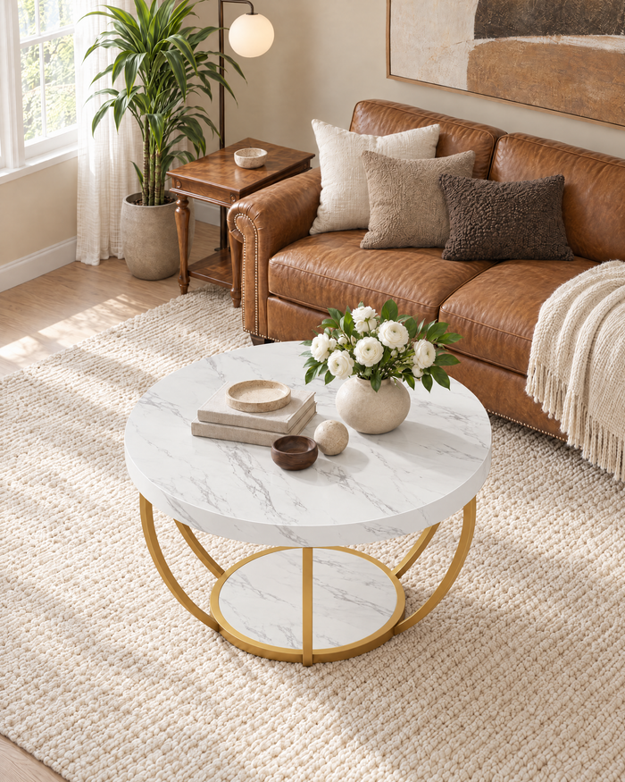 POSITY Wit marmer met gouden accenten, Varese salontafel, tweede sfeerbeeld