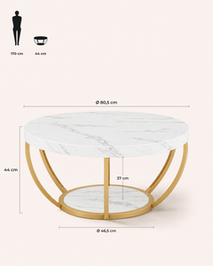 POSITY Wit marmer met gouden accenten, Varese salontafel, maatvoering