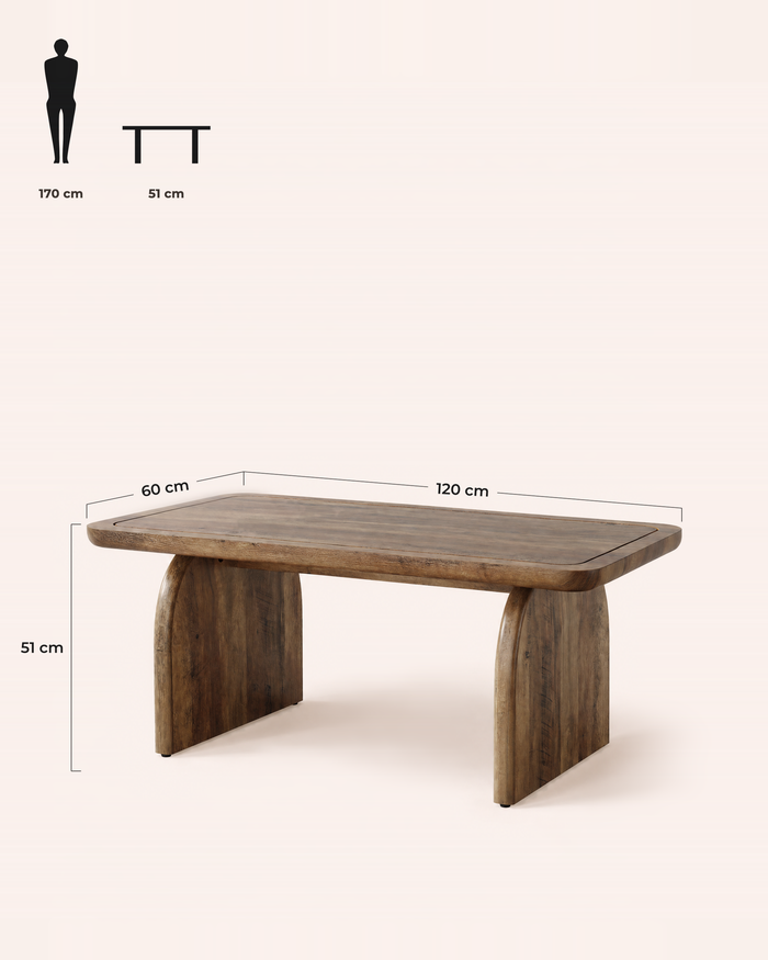 POSITY Warm bruin, Vico salontafel, maatvoering