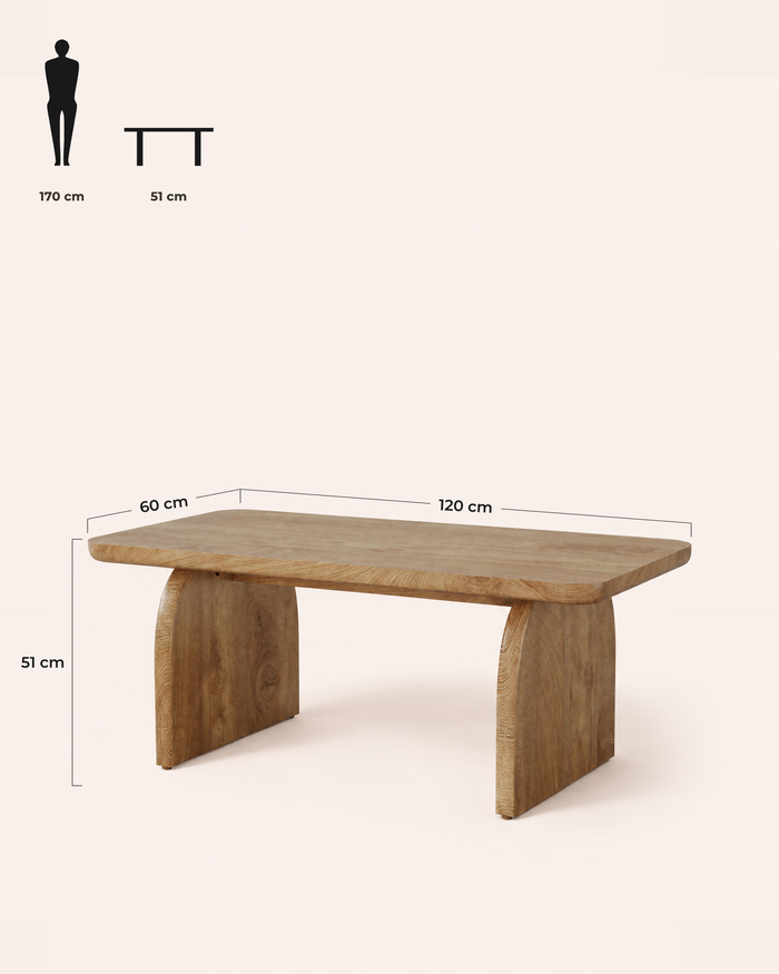 POSITY Lichtbruin, Vico salontafel, maatvoering